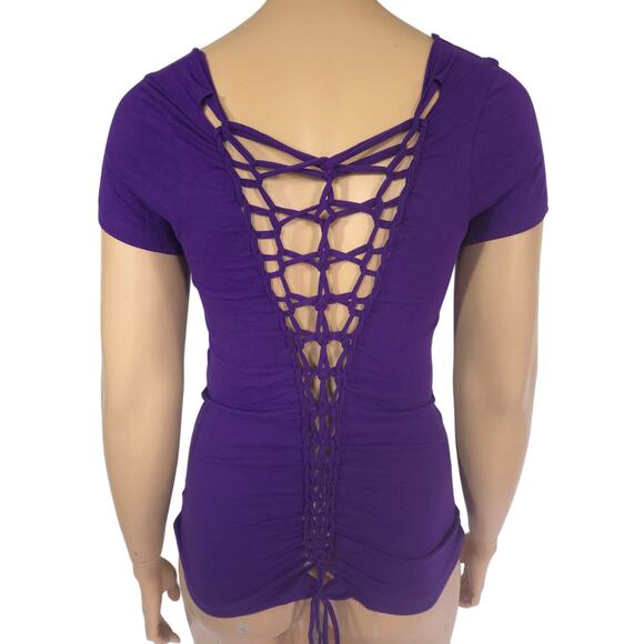 ROYAL SONATA - XLARGE - Purple Fitted top adorned with intricate cuts. Fun Wear. - Picture 1 of 6